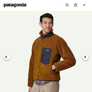 Patagonia NEW men’s Gold Fleece Jacket with Blue Pocket size large